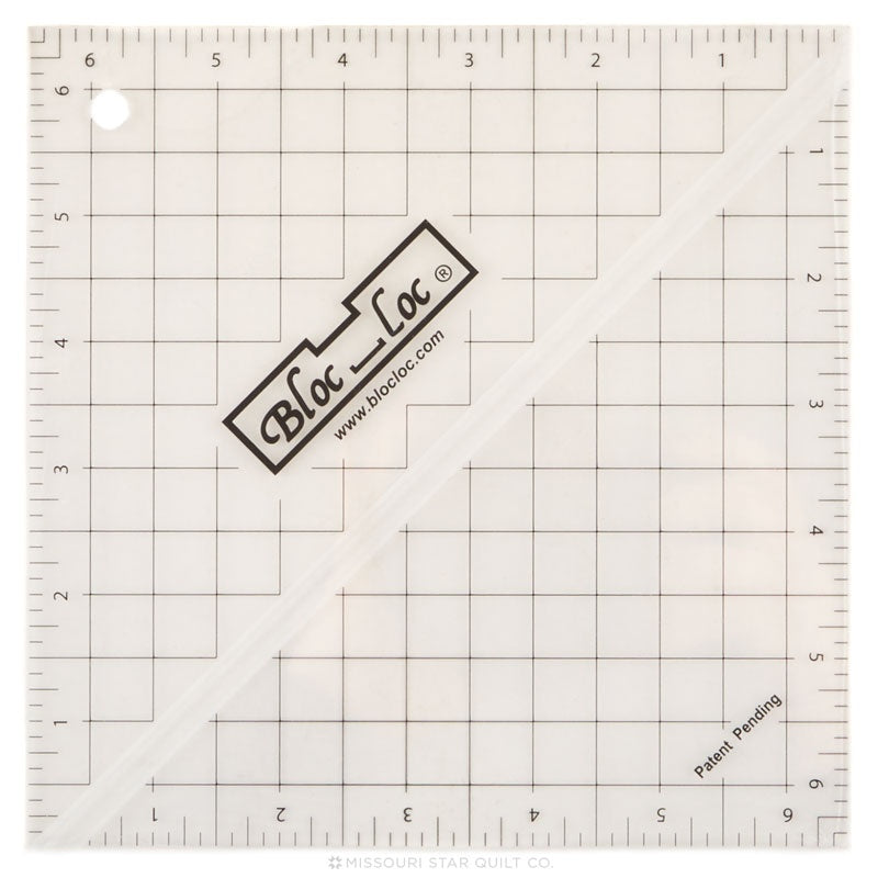 Bloc Loc Half Square Triangle Multiple-Sized 6-1/2 Quilting Ruler with  Grid Lines