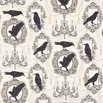 Candelabra - Raven Portraits Cream Black Yardage