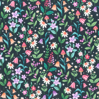 Unicorn Dreams - Packed Flowers Charcoal Yardage