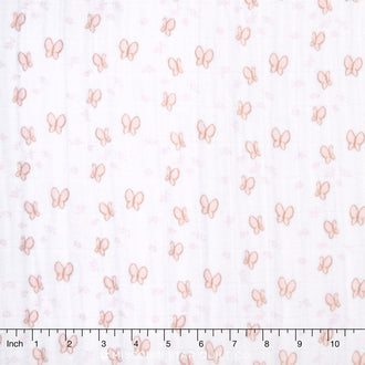 Embrace - Double Gauze Pink Butterfly Yardage