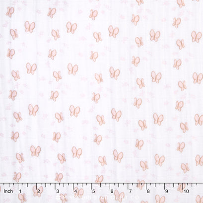 Embrace - Double Gauze Pink Butterfly Yardage