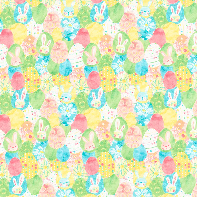 Wholesale Easter Eggs Chick Bunny Flower Printed Quilt Fabric