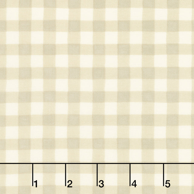 Happiness Blooms - Forest Gingham Natural Yardage Primary Image