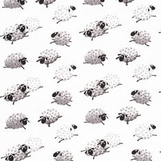 Lewe the Ewe - Leaping Sheep Medium Grey Yardage Primary Image