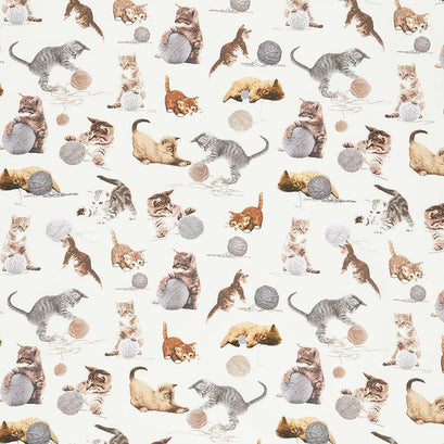 Cats - Cats Playing With Balls of Yarn Taupe Yardage