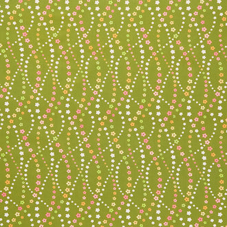 Flower Power - Lazy Daisy Avocado Yardage