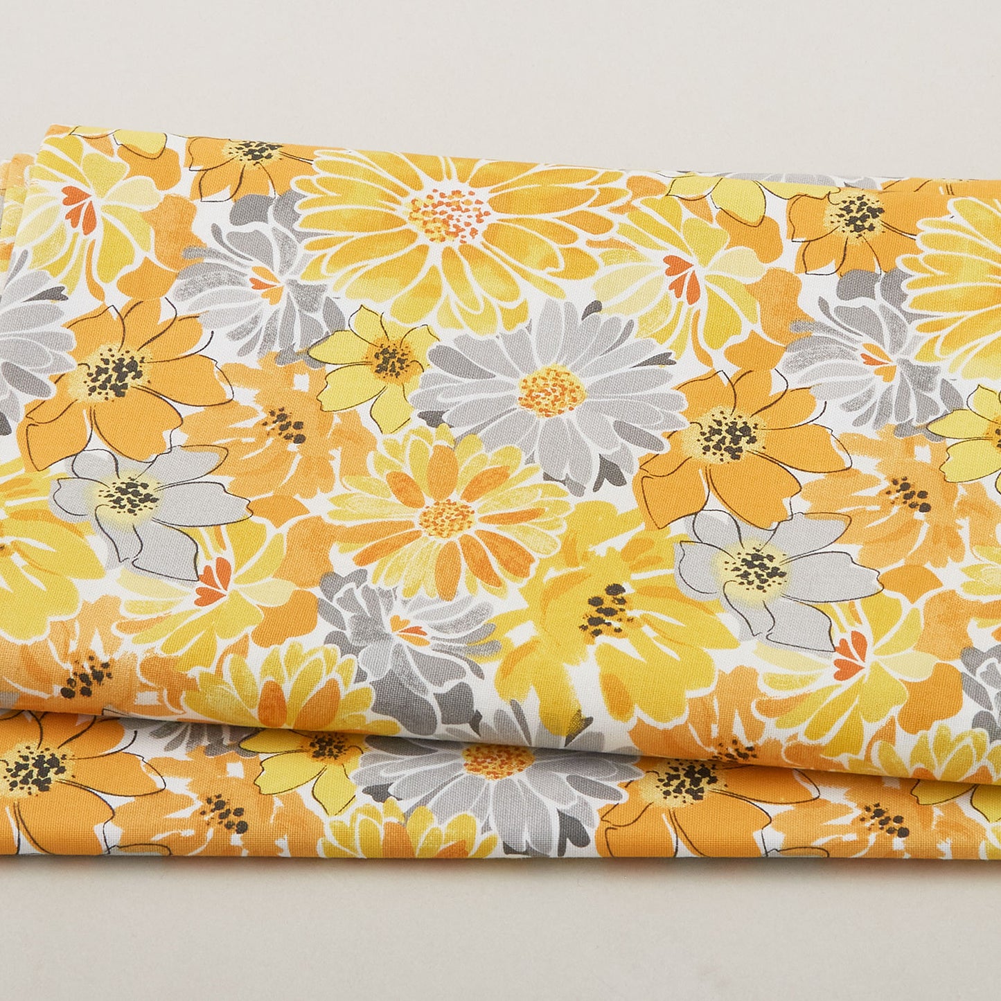 Mellow Yellow - Packed Flowers White 2 Yard Cut Primary Image