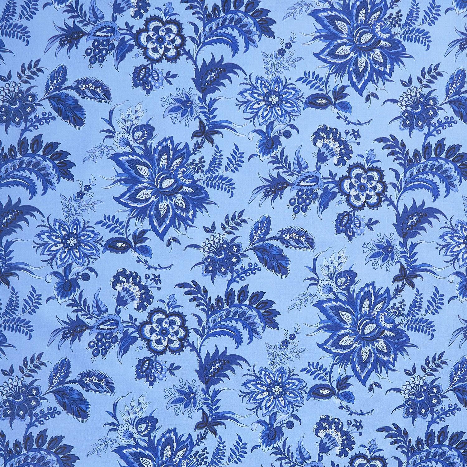 French Quarter - Large Floral Light Blue Yardage