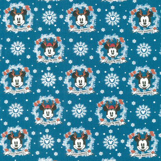 Character Winter Holiday Collection III - Mickey Wreath Navy Yardage