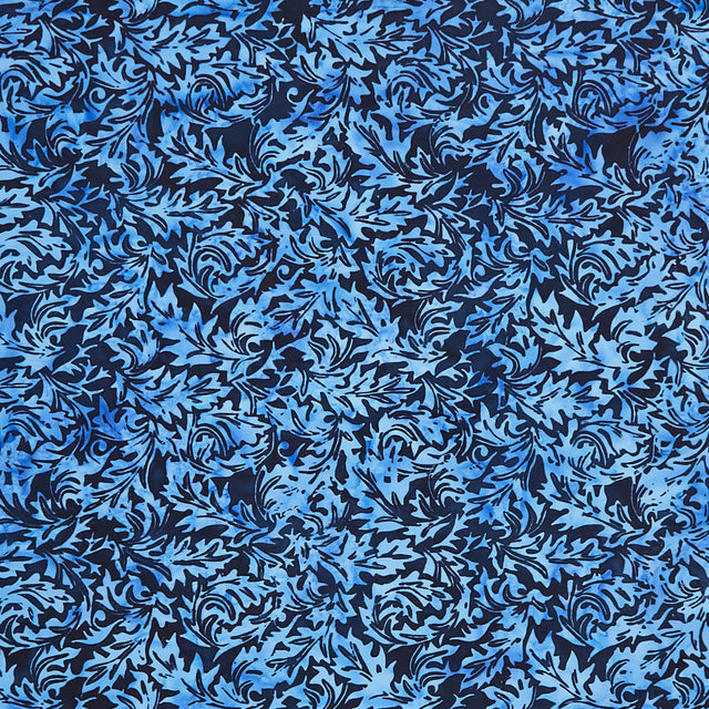 Porcelain Blue Batiks - Acanthus Blue Midnight Blue Yardage