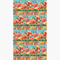 Charisma - Poppies Border Stripe Turquoise Multi Yardage Alternative View #1