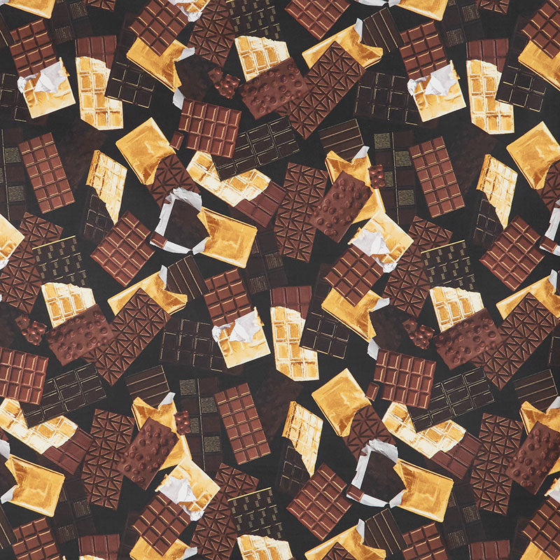 Chocolicious - Chocolate Cherries Black Digitally Printed Yardage