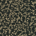 Holiday Flourish - Snow Flower - Gold ColorstorySwirls Black Yardage Primary Image