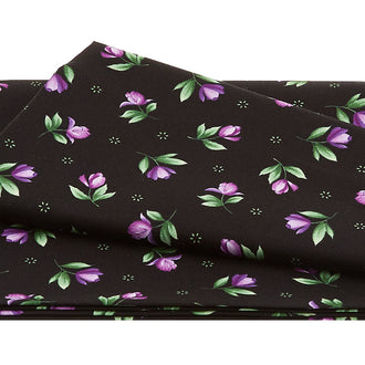 Catalina Ultra Violet Favorites - Single Blossoms Black & Purple 2 Yard Cut