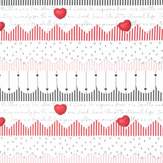 All My Heart - Trimmings Border Stripe White Yardage