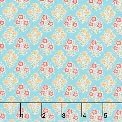 Jubilee - Farm Flowers Teal Yardage