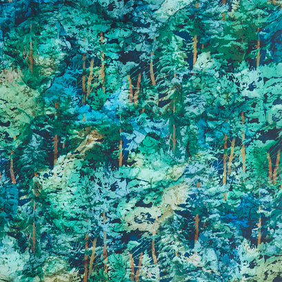 Cedarcrest Falls - Dark Trees Dark Teal Multi Yardage