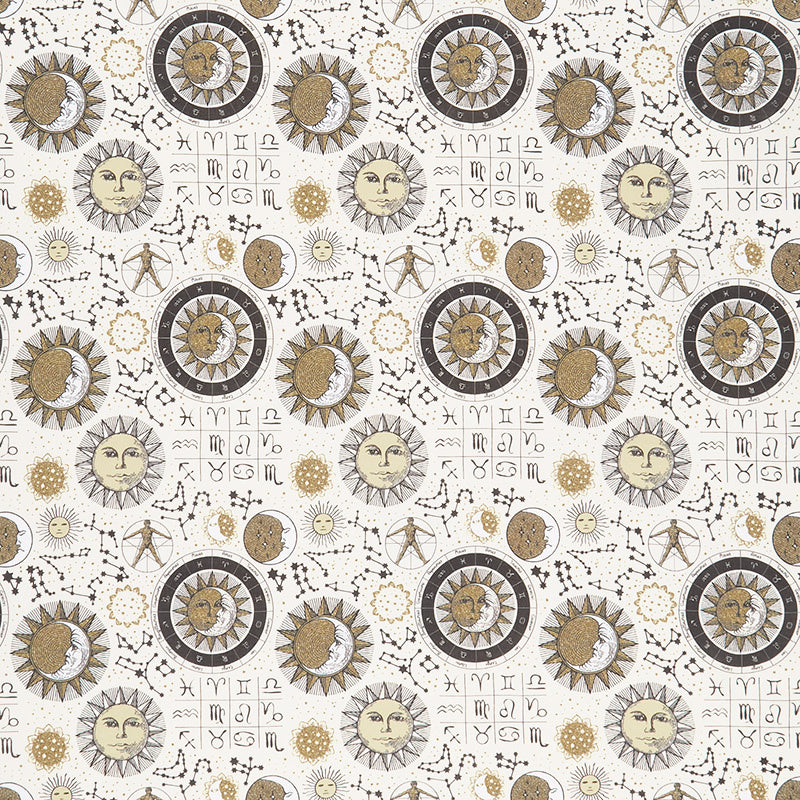 The Sun, The Moon, And The Stars! - Astrology Cream Yardage Primary Image