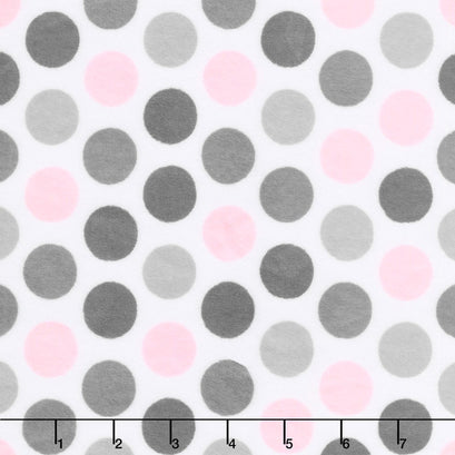 Cuddle® Classic Mod Dot - Blush/Silver 60" Minky Yardage