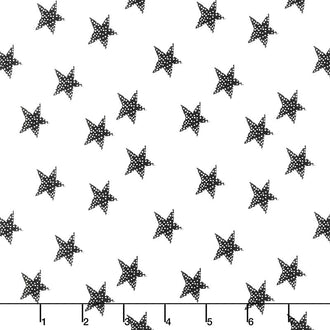 Capsule Pine Lullaby - Star Glow White Black Yardage