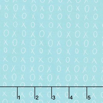 XOXO - Hugs & Kisses Light Teal Yardage