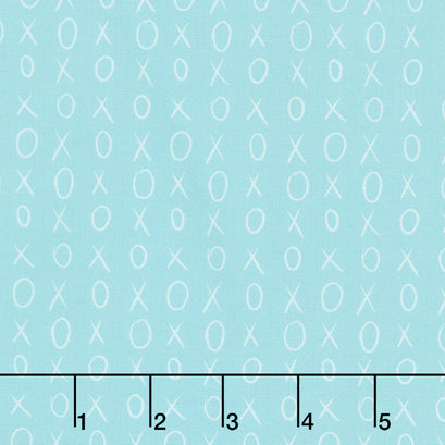 XOXO - Hugs & Kisses Light Teal Yardage