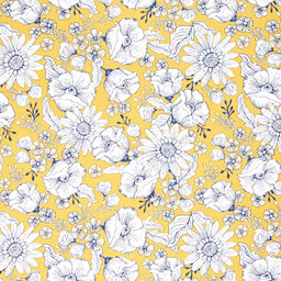 Sunny Sunflowers Floral on White Quilting Fabric - 100% Cotton Fabric -  Merchlet