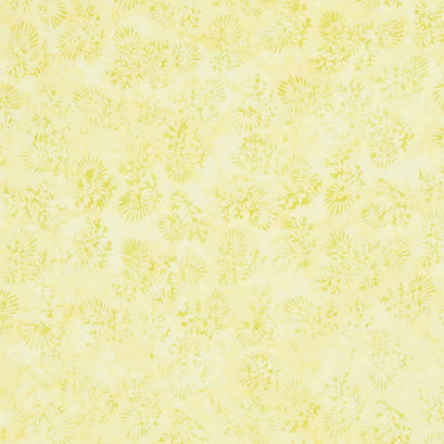 Tonga Batiks - Splash Snowflake Leaves Lemon Yardage