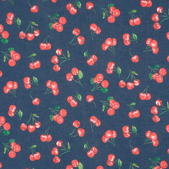 Cherry Pie - Cherries Navy Yardage