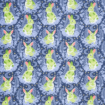 Besties - Hop to It Bluebell Metallic Yardage