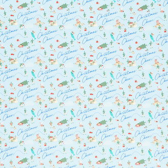 Character Winter Holiday Collection III - Elf Christmas Cheer Light Blue Yardage