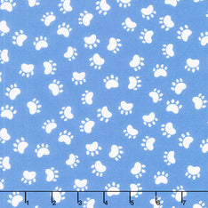 Kitty The Cat - Paw Prints Medium Blue Yardage Primary Image