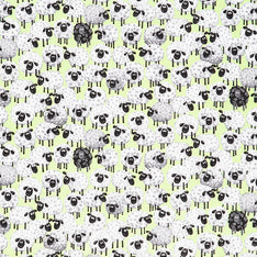 Lewe the Ewe - Allover Sheep Light Green Yardage Primary Image