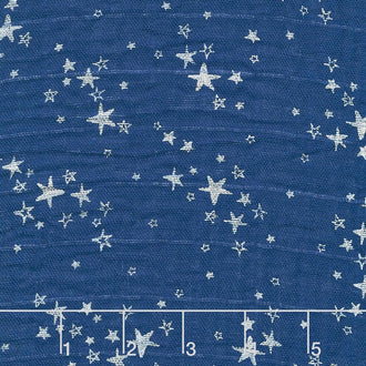 Embrace - Double Gauze Starry Night Cobalt Silver Metallic Yardage