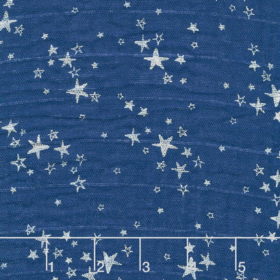 Embrace - Double Gauze Starry Night Cobalt Silver Metallic Yardage