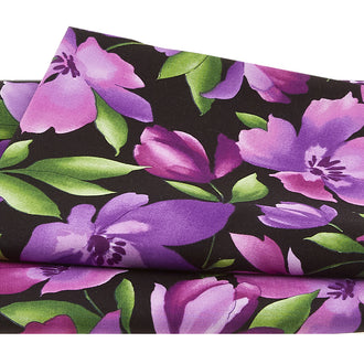 Catalina Ultra Violet Favorites - Large Floral Black & Purple 2 Yard Cut