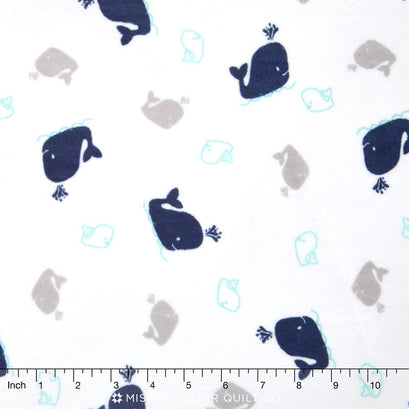 Cuddle® Prints - Whales Cuddle® Navy Minky Yardage