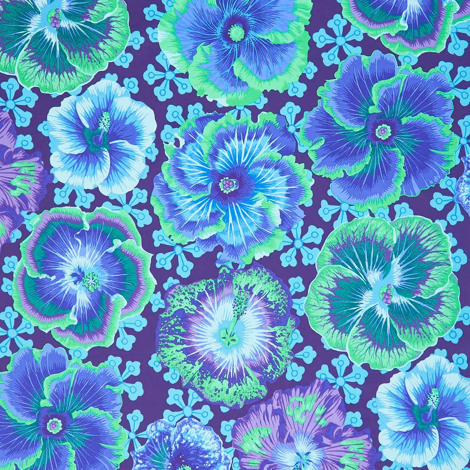 Kaffe Fassett Collective - August 2023 Cool Colorway Floating Hibiscus