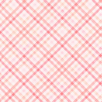 XOXO - Diagonal Plaid Light Red Yardage