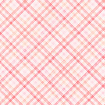 XOXO - Diagonal Plaid Light Red Yardage