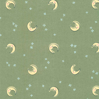 Cozy Cotton Flannels - Over the Moon Full Collection Moons Moss Yardage