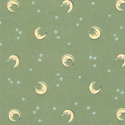 Cozy Cotton Flannels - Over the Moon Full Collection Moons Moss Yardage