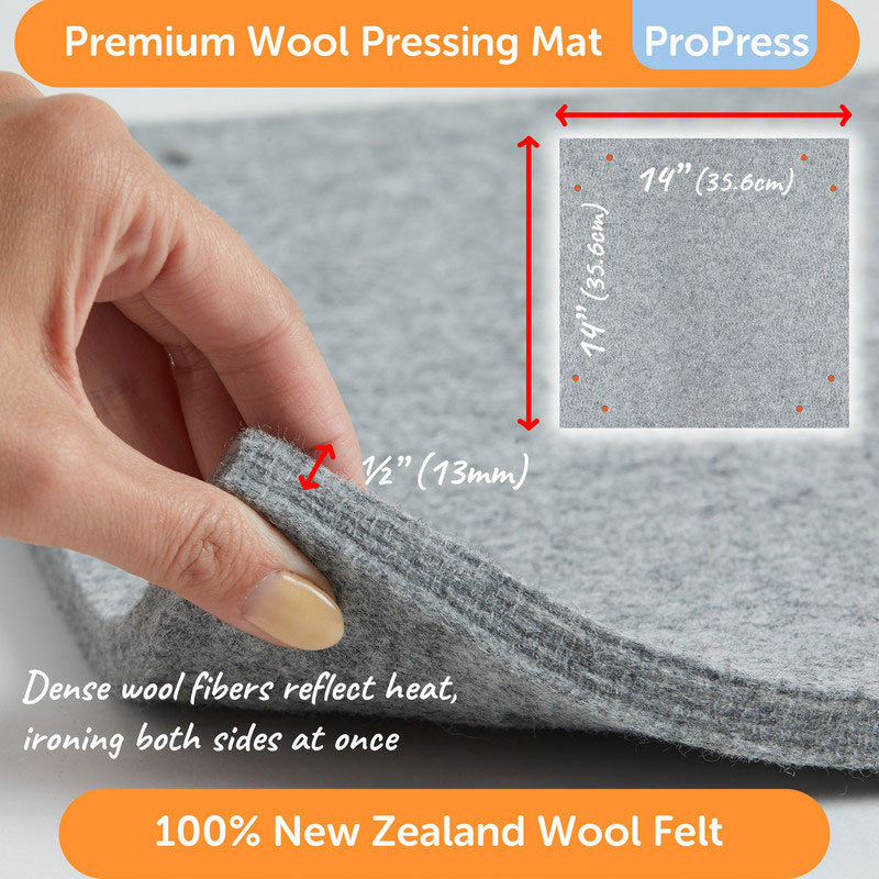 Wool Pressing Mat 10 x 10 for Quilting | 100% Pure New Zealand Wool Mat  for Sewing and Ironing | Wool Ironing Mat Comes with Silicone Iron Pad