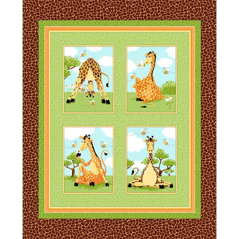 Giraffe Fabric Panels for Quilting, Cute Animal Print Baby Quilt