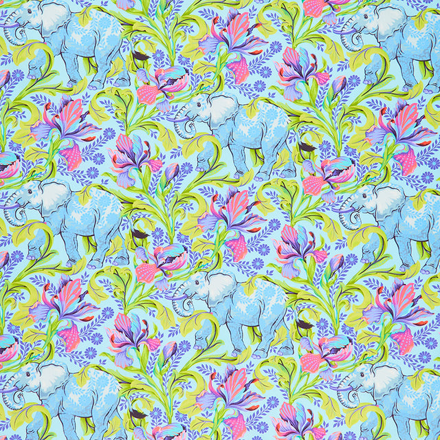 Tula Pink Everglow All Ears Aura Blue Elephant Fabric