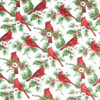 Cardinal Christmas - Cardinals White Multi Yardage