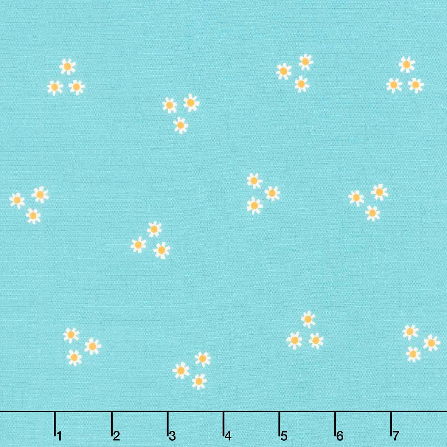 Flowerland - Posies Turquoise Yardage