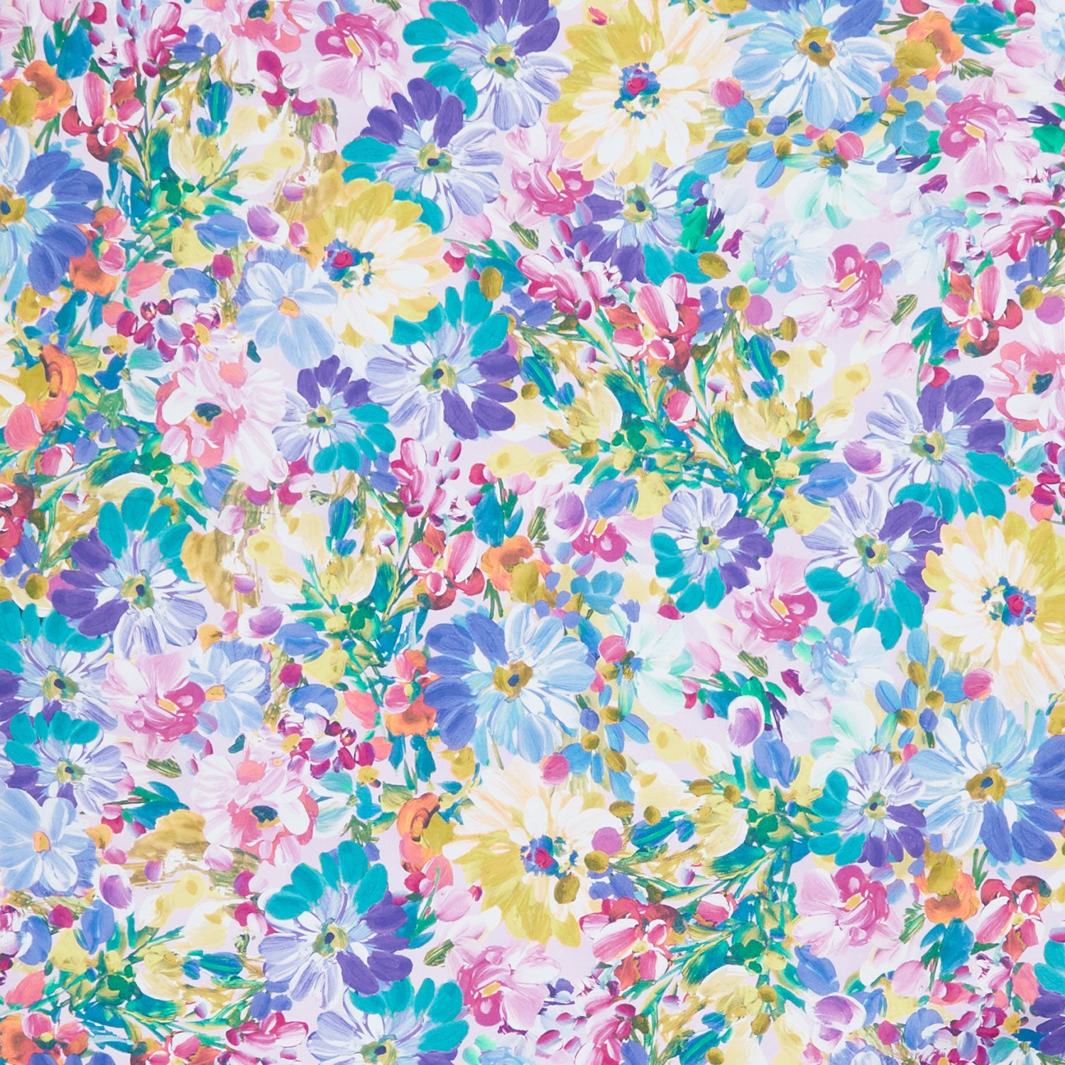 Painterly Petals Packed Flowers Purple Fabric - Robert Kaufman