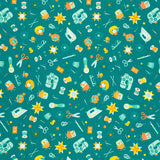 Quilt Town - Tossed Quilt Notions Teal Yardage Primary Image