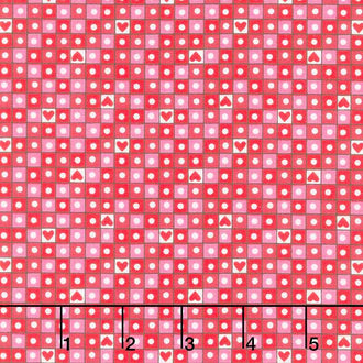 Love Me Do - Heart Grid Red Yardage